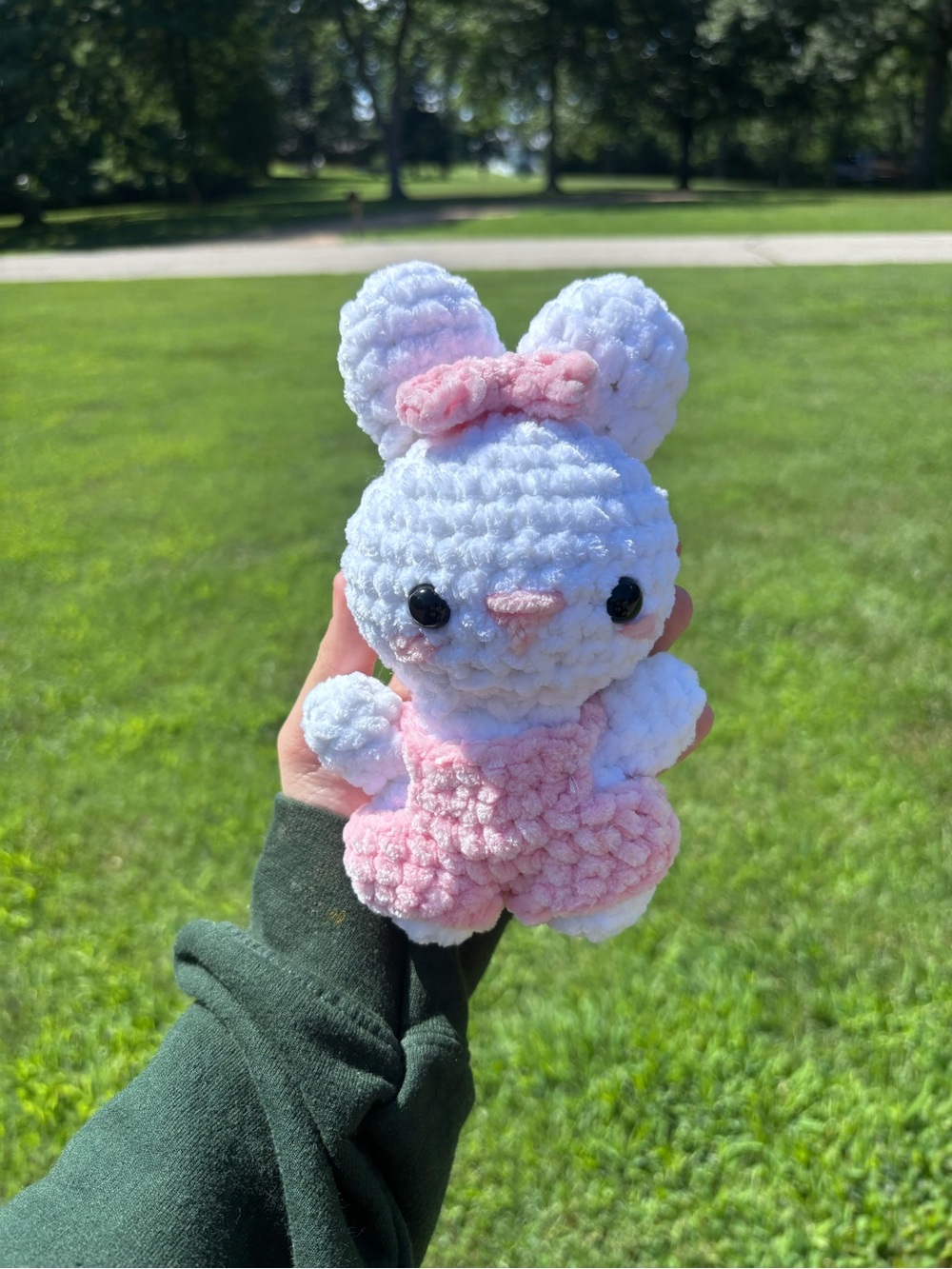 Handmade Crochet Bunny Plush - White and Pink